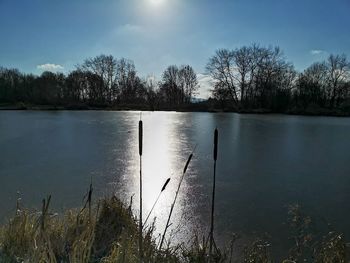 Scenic view of lake against sky