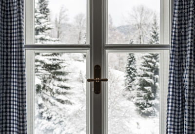 Close-up of window in winter