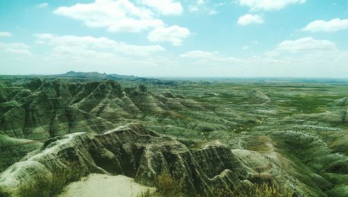 High angle scenic view of badlands national park