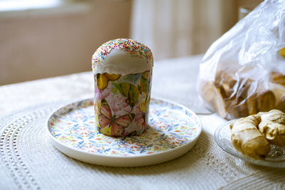 Close-up of cupcakes on table