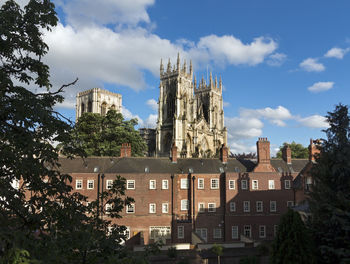 Low angle view of buildings in city