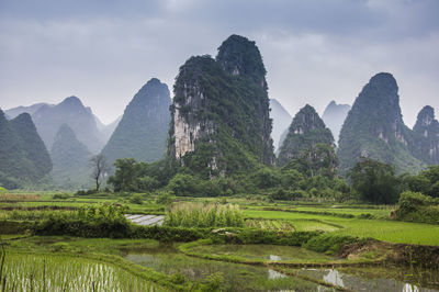 Scenic view of mountains against sky