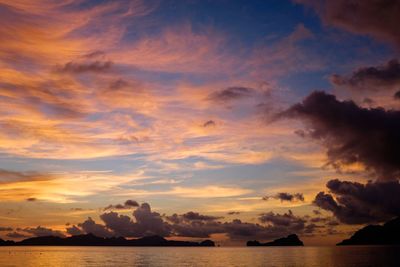 Scenic view of sea against sky at sunset