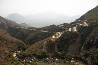 Scenic view of mountains against clear sky