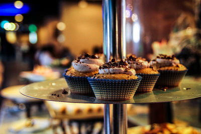 Close-up of cupcakes on table