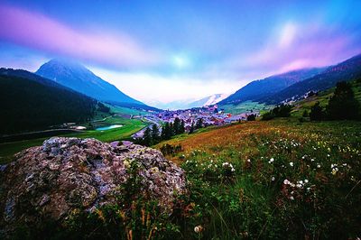 Scenic view of mountains against sky