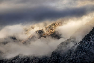 Dramatic sky over mountain peaks