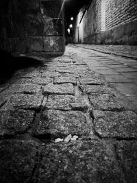 Cobblestone street at night