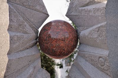 High angle view of stone wall