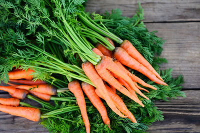 High angle view of vegetables on table