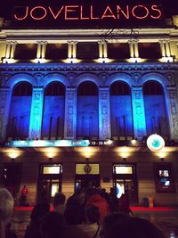 View of building in city at night