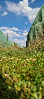 Surface level of land against sky