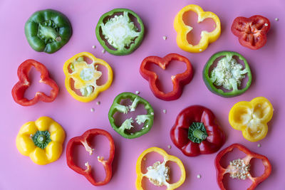 High angle view of vegetables on table