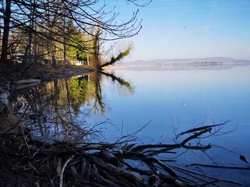 Scenic view of lake against sky