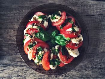 High angle view of salad on table