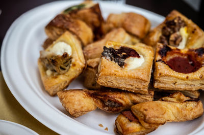 High angle view of food in plate on table