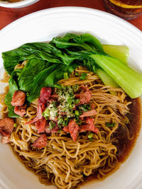 High angle view of meal served in bowl