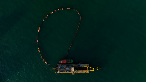 High angle view of ship in sea