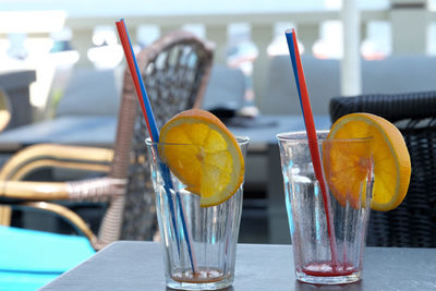 Close-up of drink in glass on table