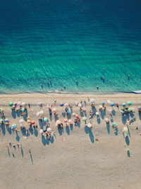 High angle view of sand at beach