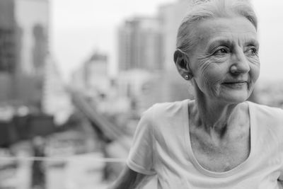 Senior woman looking away outdoors