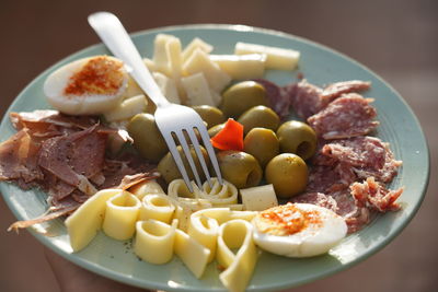 Close-up of breakfast in plate