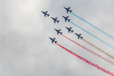 Low angle view of airplane flying in sky