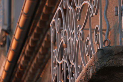 Close-up of rusty metal fence