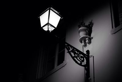 Low angle view of illuminated street light