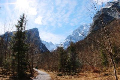 Scenic view of mountains against sky during winter