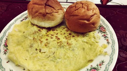 Close-up of served food in plate