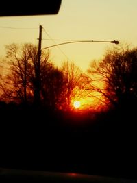 Silhouette trees against orange sky during sunset