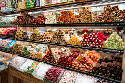 Full frame shot of multi colored candies in store