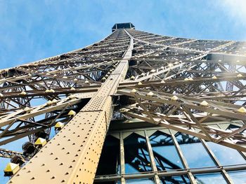 Low angle view of crane against sky