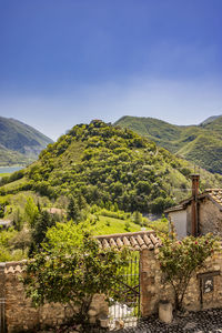 Scenic view of mountains against clear sky