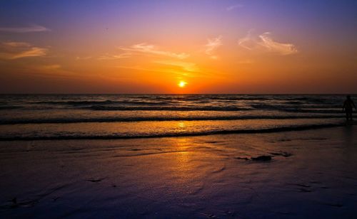 Scenic view of sea at sunset