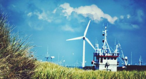 Wind turbines on landscape