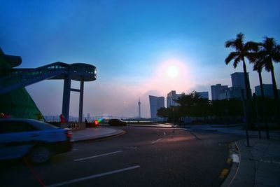 City street at sunset