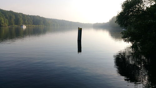 Scenic view of lake against clear sky