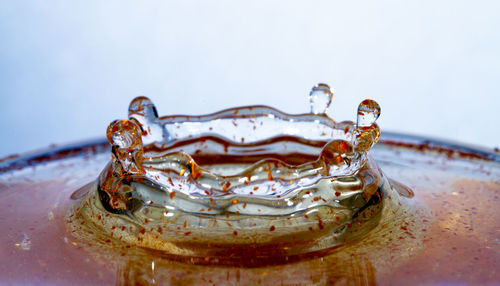 Figures and shapes of water produced by splash photographed very closely with selective focus