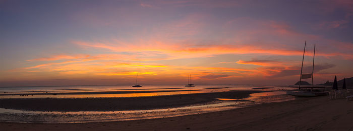 Scenic view of beach during sunset