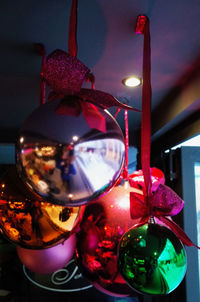 Close-up of christmas decoration on table