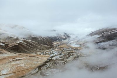 Scenic view of snow mountains against sky