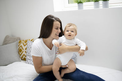 Mother and daughter at home