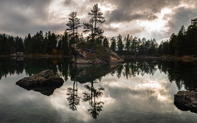 Panoramic view of lake against sky