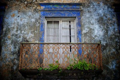 Closed door of old building