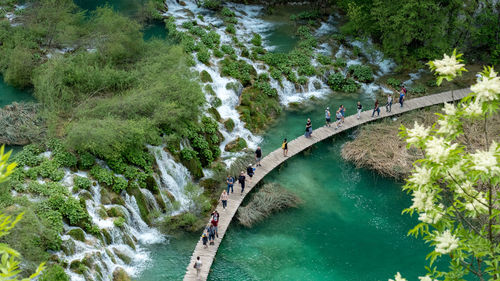 High angle view of bridge over river