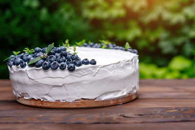 Close-up of cake on table