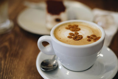 Close-up of coffee on table