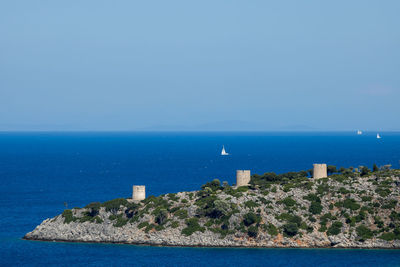 Scenic view of sea against clear sky